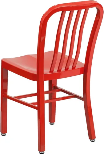 Vista 5 de Flash Furniture Silla de metal rojo de grado comercial para interiores y exteriores