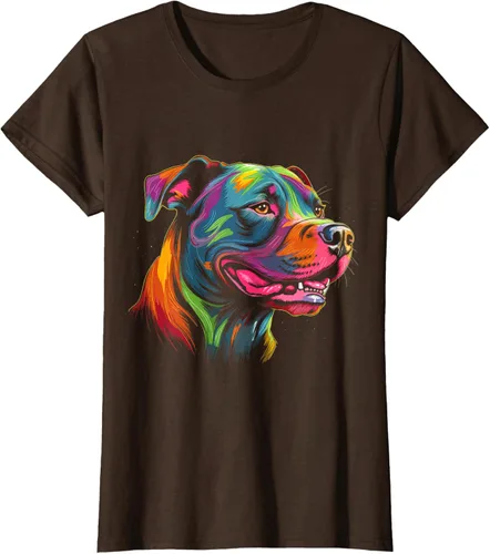Vista 19 de Pit Bull Mom Dog Lover Colorido Artistic Pitbull Owner - Camiseta para mujer, Negro