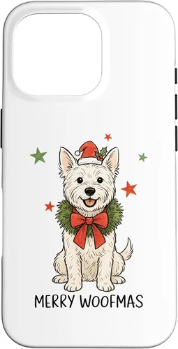 Vista 19 de Merry Woofmas White Terrier Dog Santa Hat Christmas Cute Dog Case for iPhone 15