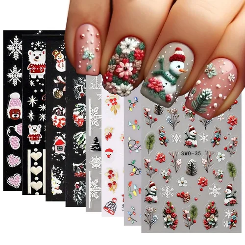 Vista 12 de 8 hojas de calcomanías de uñas de Halloween con diseños de fantasmas lindos, calabaza, araña, telaraña, sangre, llama 3D, autoadhesivas, Otoño