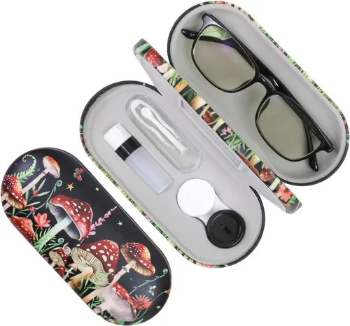 Vista 24 de Estuche 2 en 1 para Lentes de Contacto y Anteojos para Mujeres, Hombres y Niños, Estuche Duro Portátil de Doble Cara para Anteojos de Viaje