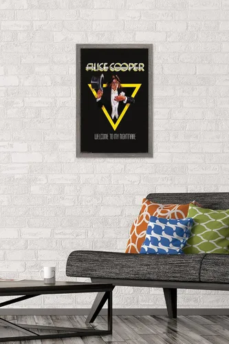 Vista 2 de Trends International Alice Cooper - Póster de pared de bienvenida, 14.725 x 22.375 pulgadas, versión enmarcada de madera de granero