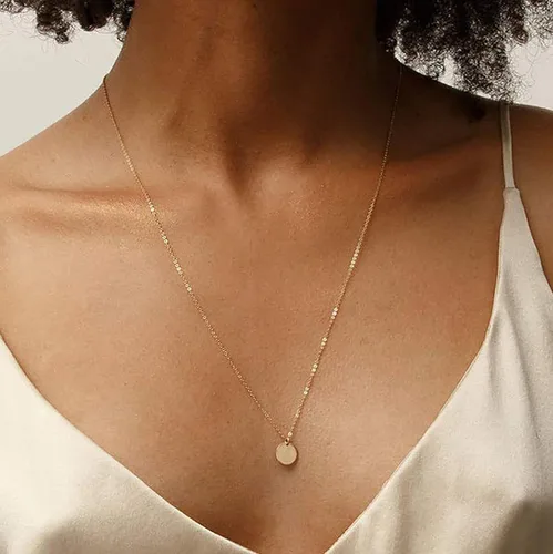 Vista 4 de Collar chapado en oro para mujer, collares en capas para mujer, collar de gargantilla chapado en oro de 14 quilates, collares de moda para mujer