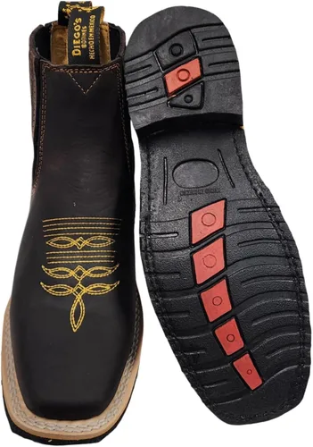 Vista 6 de Dona Michi Botas de Tobillo Cortas de Cuero Genuino para Hombre con Punta Cuadrada Hechas a Mano