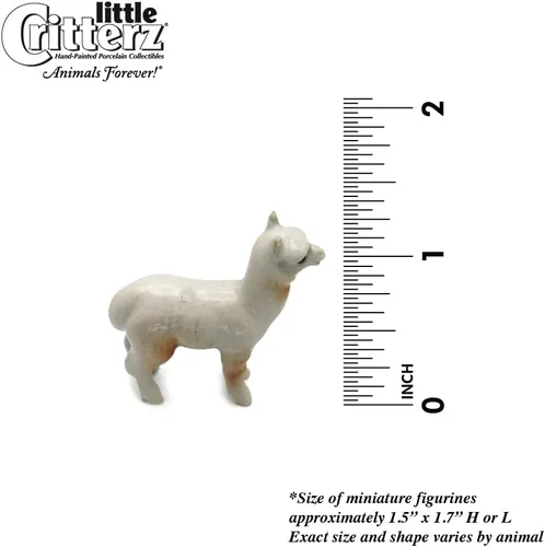 Vista 2 de Little Critterz Alpaca Huacaya - Figura de porcelana en miniatura para decoración del hogar, diseño de animales blancos