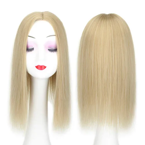 Vista 2 de 22 "Parte media pelo recto Topper clip en mono base frente postizo para mujeres pérdida de cabello 16/613
