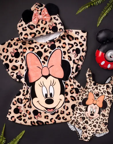 Vista 2 de Disney Minnie Mouse - Conjunto de traje de baño y poncho con capucha para niña