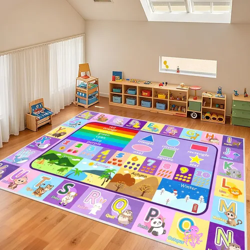 Vista 20 de Alfombra infantil para sala de juegos, dormitorio, 2.5 x 4 pies, alfombra educativa ABC para aula, guardería, alfombra antideslizante de aprendizaje