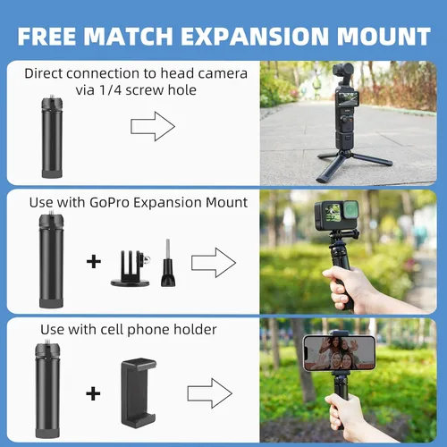 Vista 2 de Bolsillo 3 Mini Vlog Trípode Adaptador de Extensión Doble Cold Shoe Mount Cámara Extensor Marco Escritorio Soporte de Mesa Grip para DJI Osmo Pocket