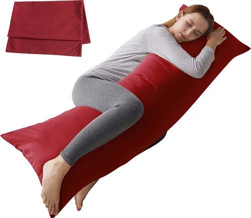 Vista 15 de ELNIDO QUEEN Almohada corporal con funda de almohada - Almohada de cama larga suave para adultos - Relleno de almohada de cuerpo completo Negro