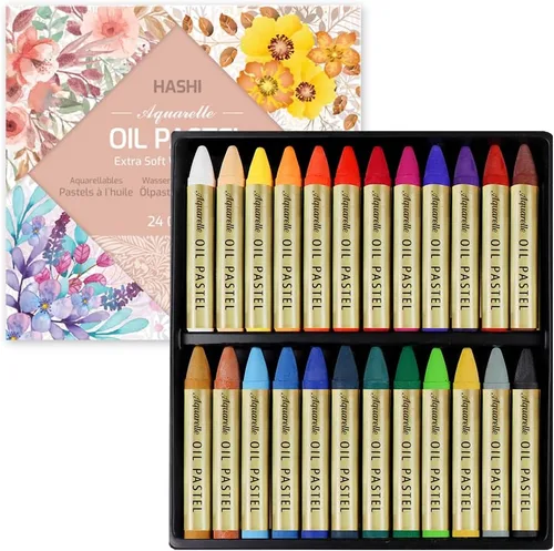 Vista 8 de HA SHI Pasteles al óleo solubles en agua para artistas, 12 colores, palitos de arte de acuarela suaves, suministros de arte premium para artistas