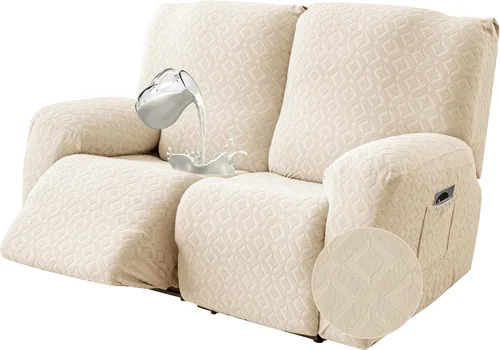 Vista 28 de Gennia Funda Impermeable para Silla Reclinable, Fundas Elásticas para Sofá Reclinable con Bolsillos, Fundas Lavables para Silla Reclinable Lazy Boy