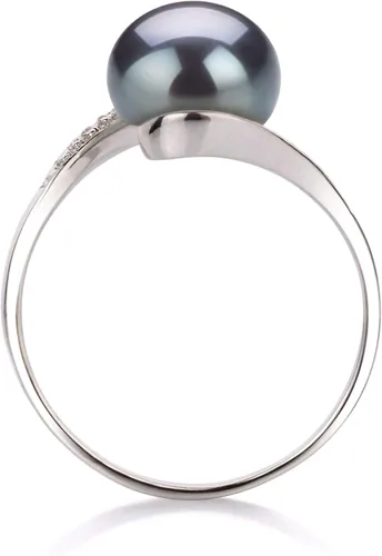 Vista 3 de Chantel - Anillo de perlas cultivadas de plata de ley 925 de 9 a 0.394in, color negro