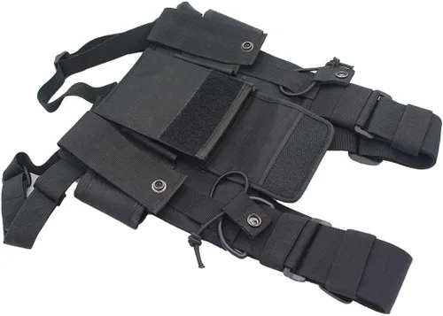 Vista 4 de Arnés de radio para el pecho, bolsa de bolsillo, chaleco para radio bidireccional (Rescue Essentials) (negro)