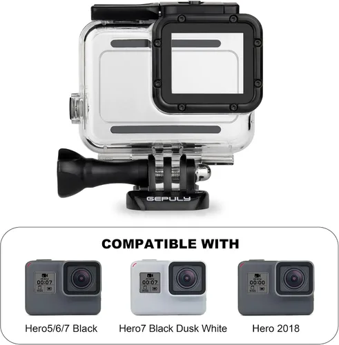 Vista 7 de GEPULY Carcasa de esqueleto para Hero 2018/7/6/5 Negro - GoPro Funda abierta lateral USB Pass Through para grabación prolongada/transmisión en vivo