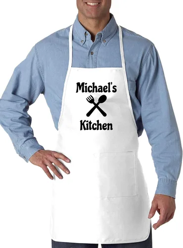 Vista 2 de Delantales personalizados para mujeres - Divertidos regalos personalizados - Delantal de cocina para hombres y mujeres (negro)