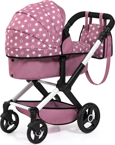 Vista 2 de Bayer Design Xeo - Cochecito de muñeca plegable de 18 pulgadas con bolsa, estrellas Convertible 2-in-1 pushchair with swivel wheels and reversible