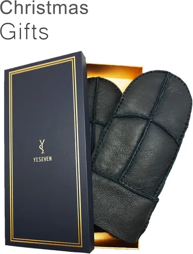 Vista 5 de YISEVEN Manoplas de piel de oveja de invierno para hombre
