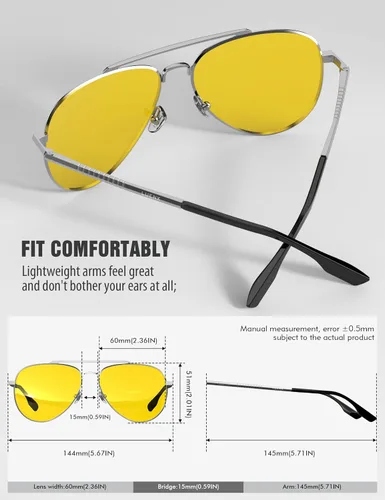 Vista 30 de LUENX, Aviator - Gafas de sol polarizadas, para hombres y mujeres, protección UV 400, con funda 60MM