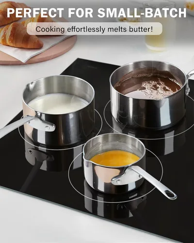 Vista 5 de Cooks Standard Calentador de mantequilla multicapa de 0.15 cuartos de galón, pequeña sartén de acero inoxidable, mini olla para derretir leche