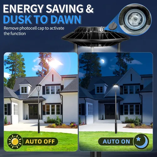 Vista 4 de ADUB Luces LED de poste de 60 W, 48 W, 36 W, potencia ajustable, DLC ETL 5000 K, luz LED superior con fotocélula IP65, luces de poste