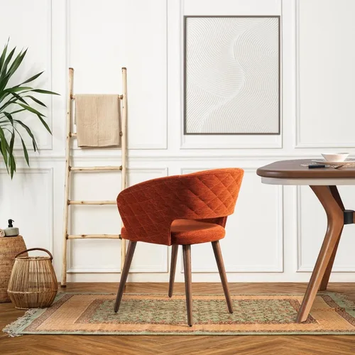 Vista 6 de Ottomanson Juego de 2 sillas de comedor, color naranja Palermos Palermos Naranja Con Patas De Madera