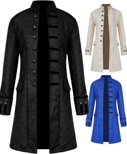 Vista 6 de Chaqueta vintage para hombre, estilo gótico, largo, steampunk, formal, gótico, victoriano, disfraz para Halloween
