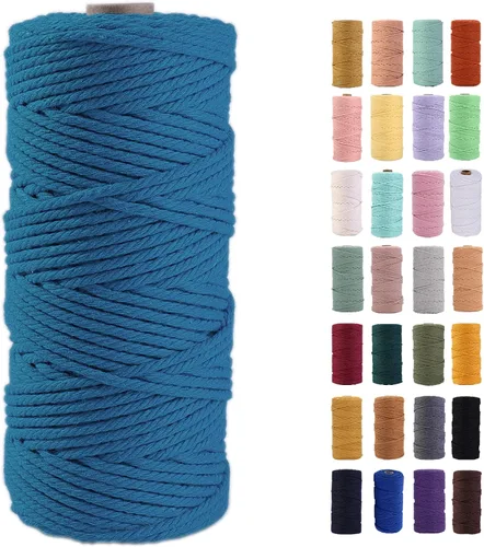 Vista 28 de Cuerda de macramé azul aire de 0.079 in x 220 yardas, cuerda de algodón colorido de algodón suave para colgar en la pared, colgadores de plantas