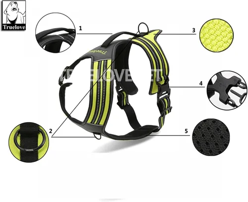 Vista 2 de TRUE LOVE Truelove TLH5551 - Arnés reflectante para perro con asa, chaleco acolchado suave sin tirones, capa exterior Oxford duradera para razas