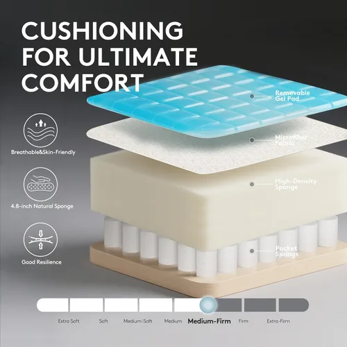 Vista 6 de Silla de juegos de tela transpirable, silla de oficina para computadora con reposapiés, soporte lumbar de masaje y almohadilla de gel, silla