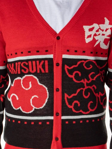 Vista 4 de Naruto Shippuden Akatsuki Red Cloud - Suéter de punto con botones para hombre, Varios