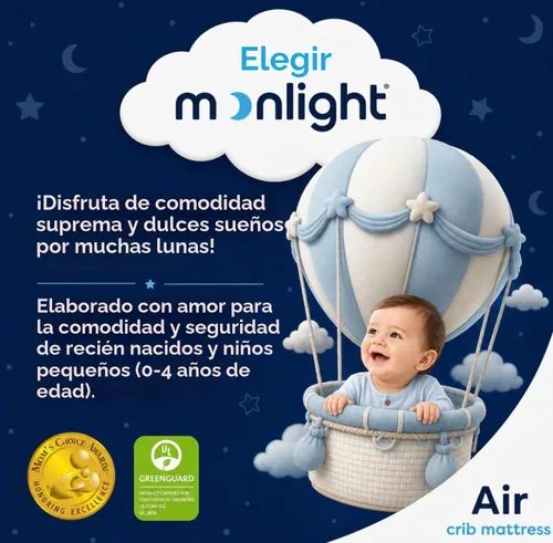 Vista 5 de Colchón para cuna Moonlight Slumber Air – Colchón para bebés y niños pequeños, lavable, de doble cara con diseño de núcleo abierto, sin espuma