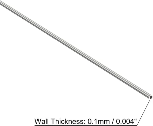Vista 3 de uxcell Tubo capilar de acero inoxidable 304, OD 0.020 in x 0.004 in pared gruesa 11.811 in longitud tubo de metal para maquinaria industrial, 2