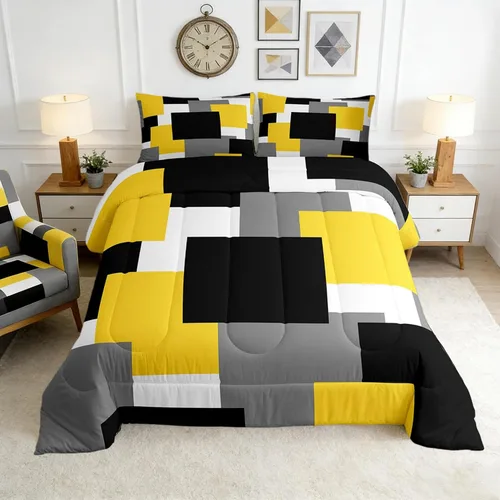 Vista 40 de Castle Fairy Juego de edredón con estampado azteca occidental, juego de ropa de cama geométrica a rayas marrones para niños y adolescentes