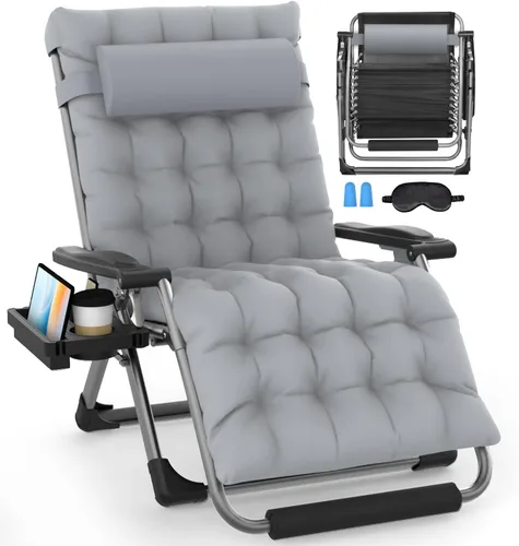Vista 9 de Slendor Sillas de gravedad cero de gran tamaño XXL, silla reclinable Negro