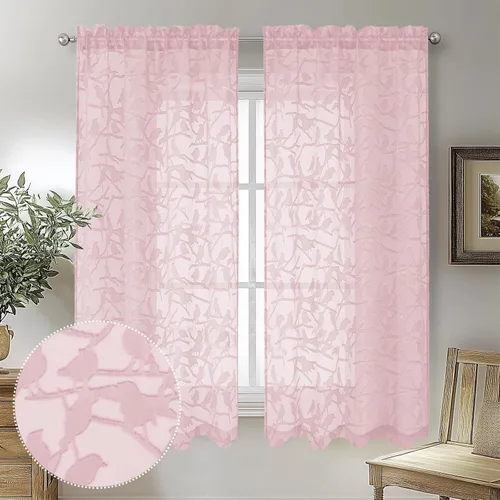 Vista 76 de OVZME Anji Clip Voile Sheer Tiers RD 2X30X36 Negro