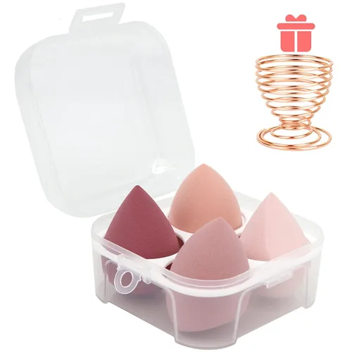 Vista 3 de Rodillo de hielo para rostro y ojos y esponja de belleza, mezcladora de base con 1 soporte de esponja y estuche para huevos