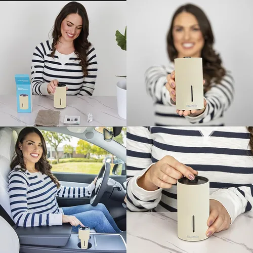 Vista 3 de BlueHills Waterless Cordless Essential Oil Diffuser for Home Car Office Hotel Travel Long Runtime Compact Premium Small Aroma Diffuser – J09 Beige
