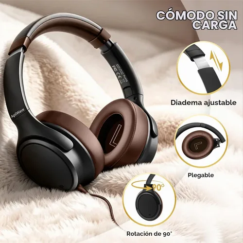 Vista 4 de Auriculares con cable con USB C sobre la oreja auriculares con micrófono Marrón