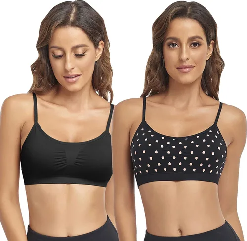 Vista 13 de Litthing Bralettes Padded for Women Cami Strap Bra Seamless Sportsbra Wireless Comfort Yoga Lightly T-Shirt Tank Tops
