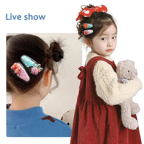 Vista 3 de TANLOMY Pinza para el pelo, pinzas para el pelo para niña, pinzas para el cabello para niños pequeños y niñas, pinzas de lazo con lentejuelas