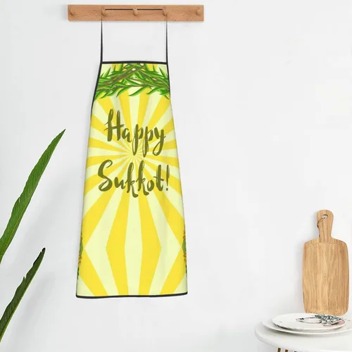 Vista 7 de Delantal de chef judío Happy Sukkot para vacaciones, delantales ajustables para restaurantes y camareros para mujeres, hombres, cocina, restaurante