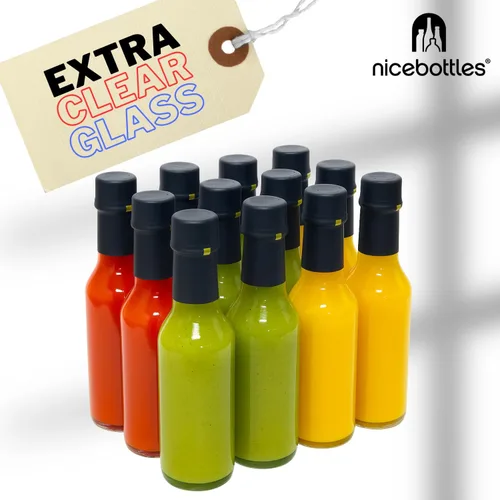 Vista 3 de nicebottles Botellas Woozy de vidrio transparente con cápsulas retráctiles, 5 onzas, caja de 12