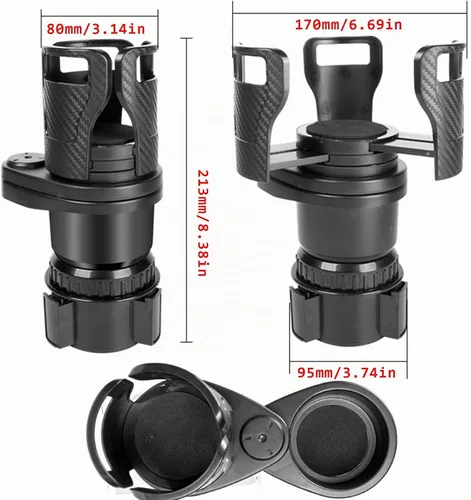 Vista 9 de Expansor de portavasos para automóvil, extensor adaptador multifuncional 2 en 1 para portavasos de automóvil, con base ajustable, compatible
