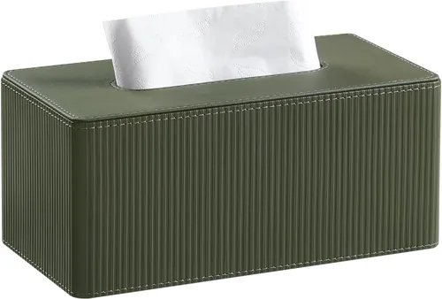 Vista 11 de Funda de caja de pañuelos de cuero sintético PU rectangular con cierre magnético, soporte de caja de pañuelos moderno para mesitas de noche de baño