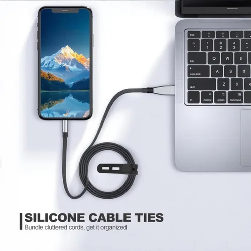 Vista 5 de 30 piezas de bridas de cable de silicona reutilizables, bridas de cable de silicona, envolturas flexibles para la organización de cables de carga