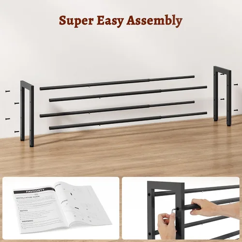 Vista 5 de FAVOOSTY Zapatero Expandible de 2 Niveles, Estante Ajustable para Zapatos Organizador de Almacenamiento que Ahorra Espacio de Metal Independiente