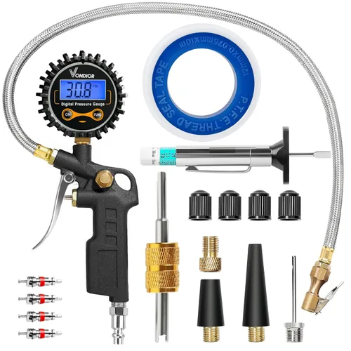 Vista 12 de Vondior Medidor de presión de neumáticos, certificado ANSI 0-100 PSI Medidor de neumático negro con tubo