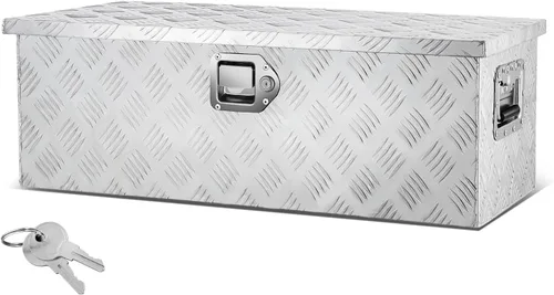 Vista 8 de Caja de herramientas de placa de diamante de aluminio resistente para cama de camioneta pickup, remolque RV, caja de herramientas impermeable