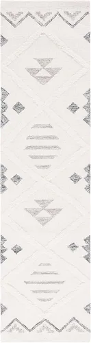Vista 3 de SAFAVIEH Casablanca Collection - Alfombra de pasillo, 2 pies 3 pulgadas x 9 pies, marfil y negro, hecha a mano, de lana rústica tribal marroquí